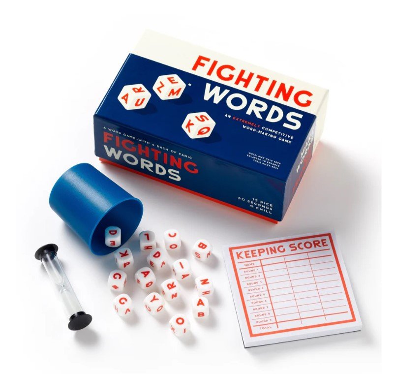 Fighting Words Dice Game — playful card game, perfect for curated gift boxes and Build a Box gifting (detail shot)