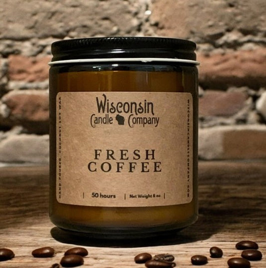 Coffee scented soy candle from Wisconsin