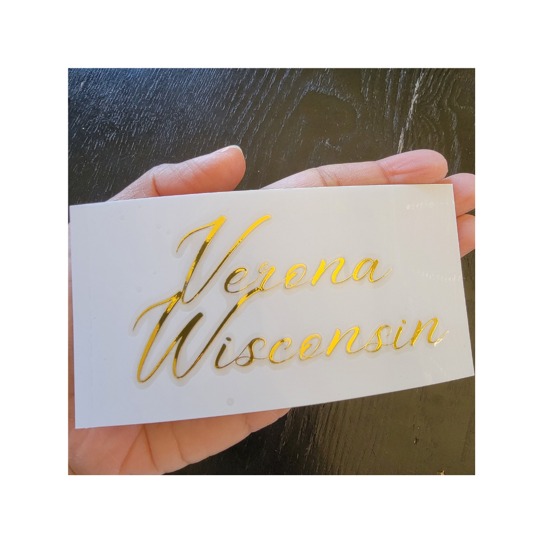 Verona, WI Gold Foil Sticker transfer