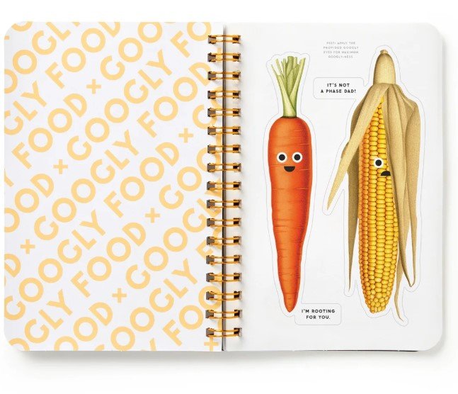 Googly Food Sticker Book, perfect for curated gift boxes and Build a Box gifting (detail shot)