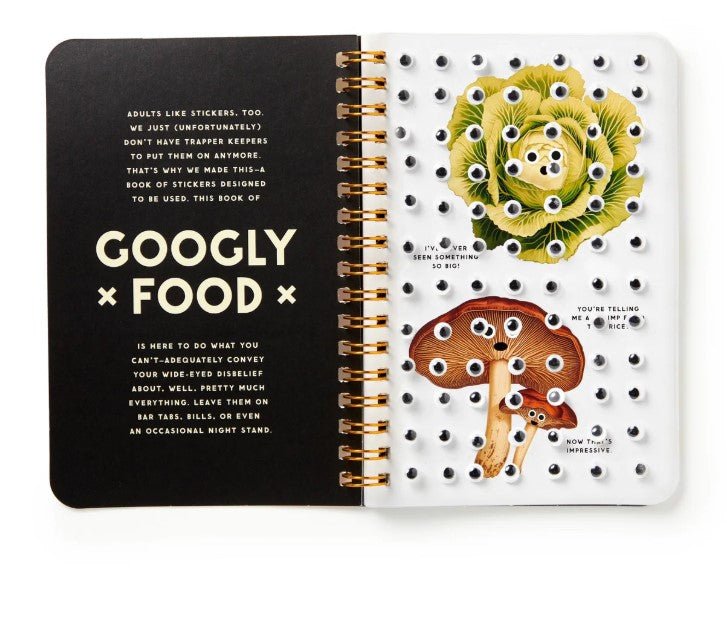Googly Food Sticker Book, perfect for curated gift boxes and Build a Box gifting (front view)