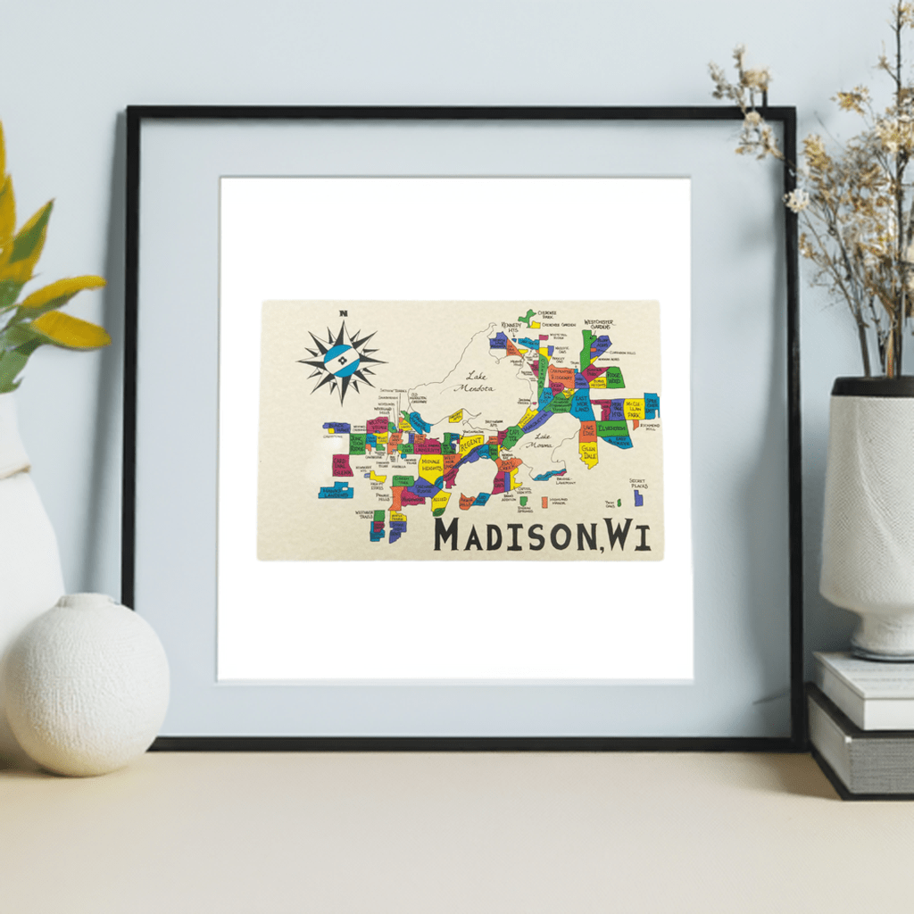 Madison Wisconsin Hand Drawn Map Art