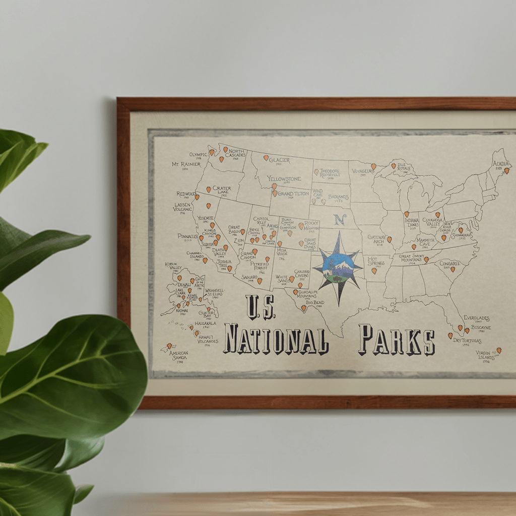 US National Park Handdrawn Map