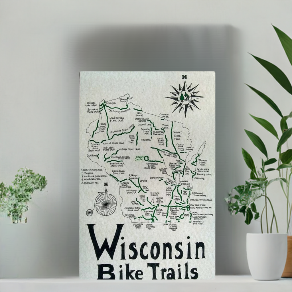 Wisconsin Bike trails hand drawn by local artist