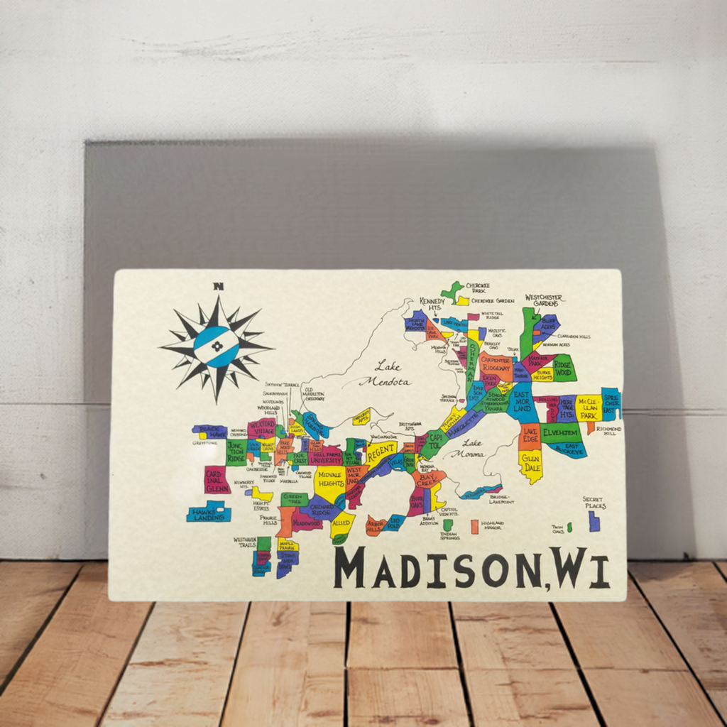 Madison Wisconsin Hand Drawn Map Art