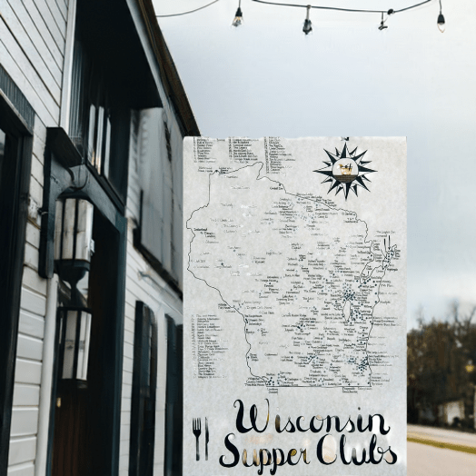 Wisconsin Supper Club Map – Hand Drawn Gift for Food Lovers