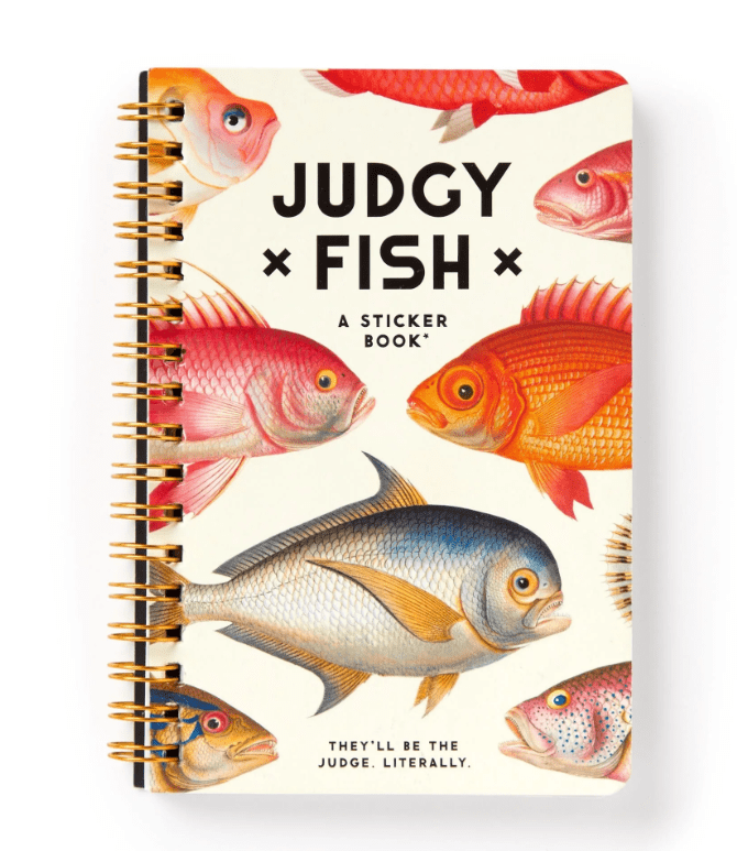 Judgy Fish Sticker Book, perfect for curated gift boxes and Build a Box gifting (shown with packaging)