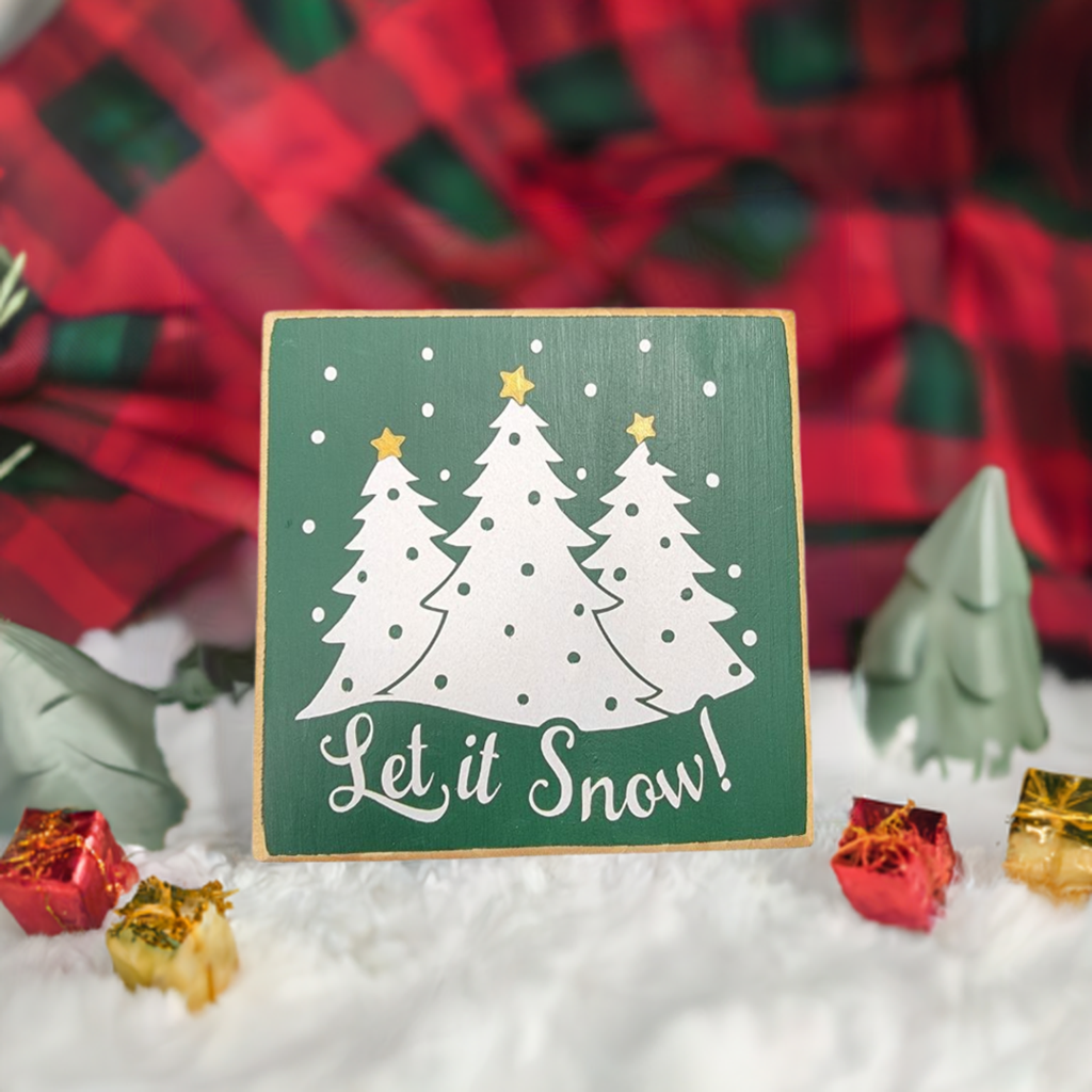 let it snow mini sign green