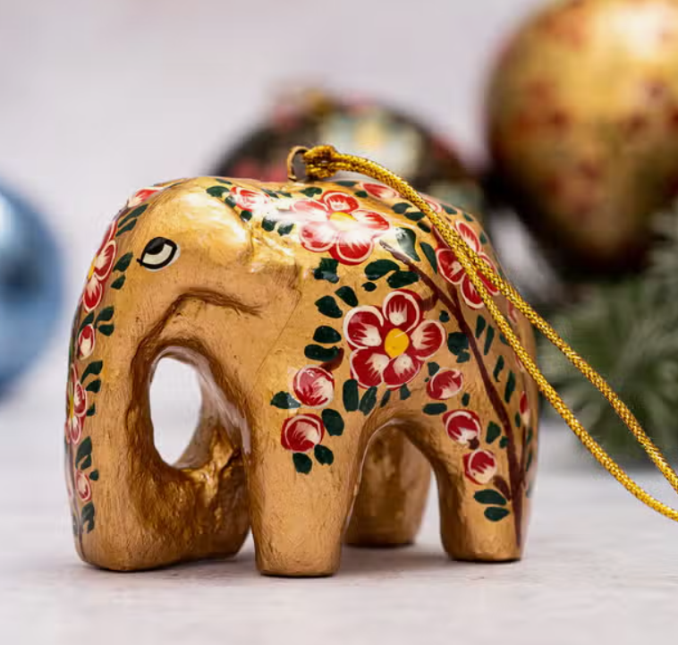 mini hand painted elephant ornament