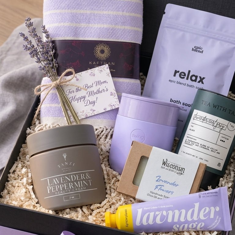 curated gift boxes in spa lavender theme gift set