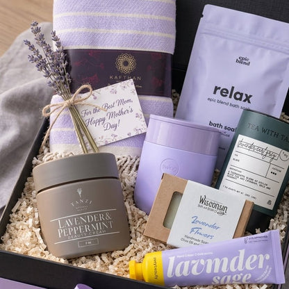 curated gift boxes in spa lavender theme gift set