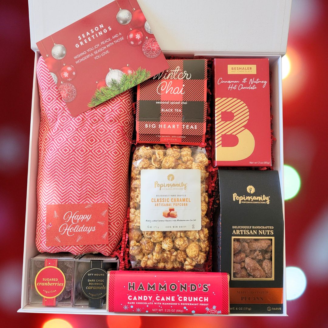 Cozy Holiday Gift Set with Blanket & Gourmet Snacks