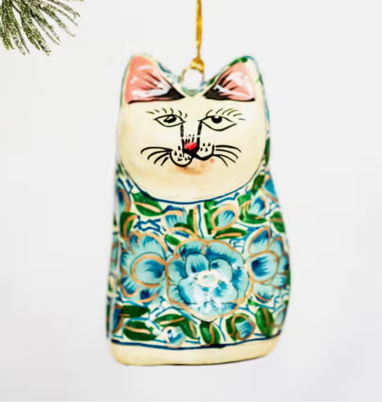 painted cat ornament