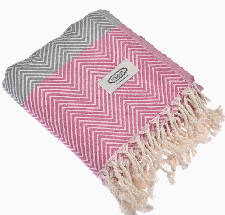 Turkish beach towel in pink color