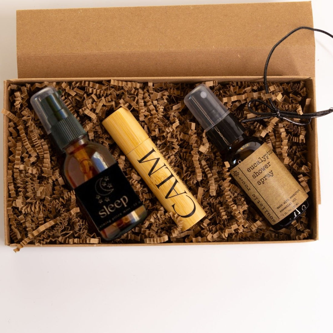 A calming wellness gift box with pillow mist, shower spray, and aromatherapy roll-on. Ideal for tax season, remote teams, client appreciation, and employee gifts. Well suited for client appreciation, employee gifting, and polished corporate giving