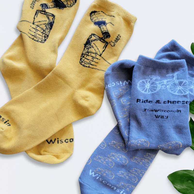 Wisconsin Socks - Cozy &amp; Stylish State Pride Socks, perfect for curated gift boxes and Build a Box gifting (front view)