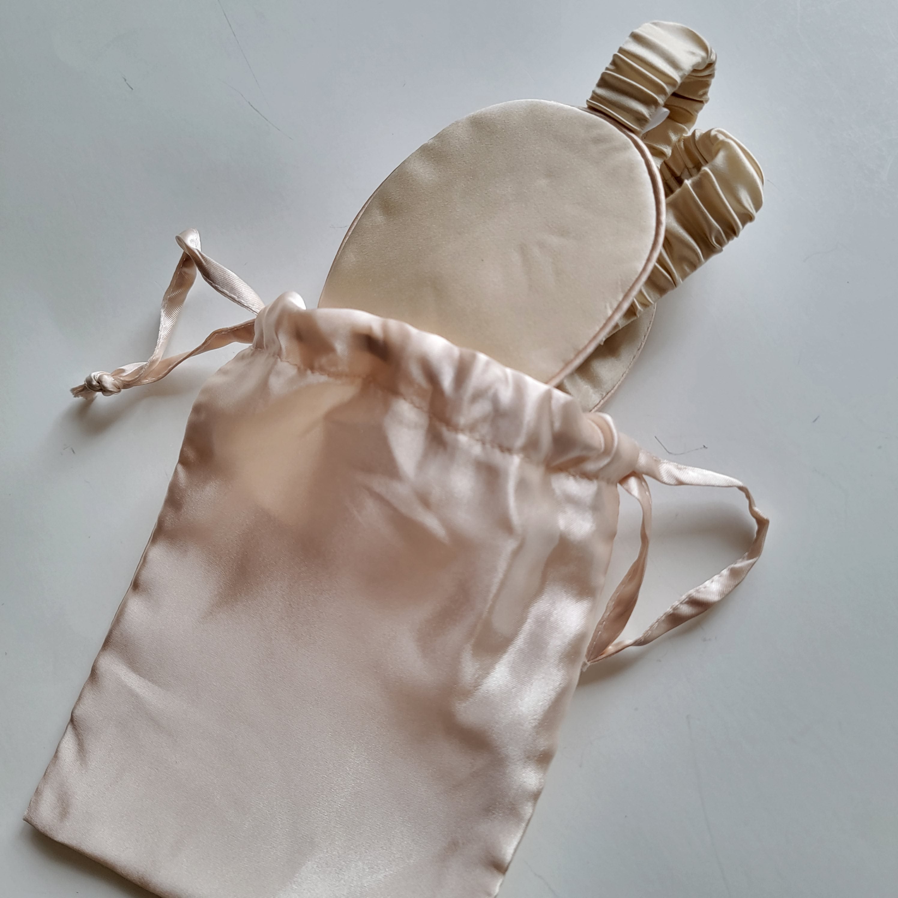 Luxury Mulberry Silk Eye Mask, perfect for gifts for her and curated gift boxes (lifestyle photo)