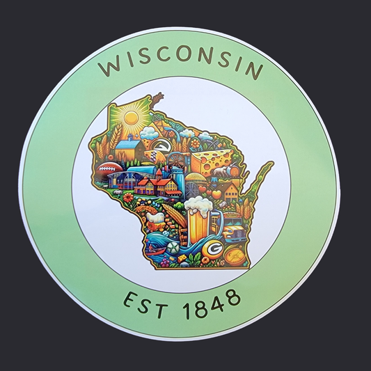 Wisconsin large round sticker