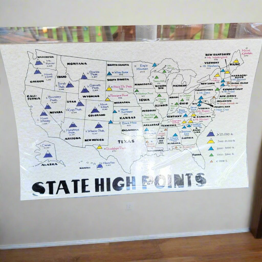 State High Points Map by artist Jesse