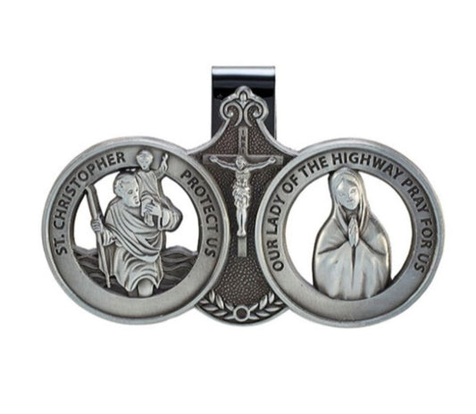 St. Christopher and Our Lady of Grace Visor Clip