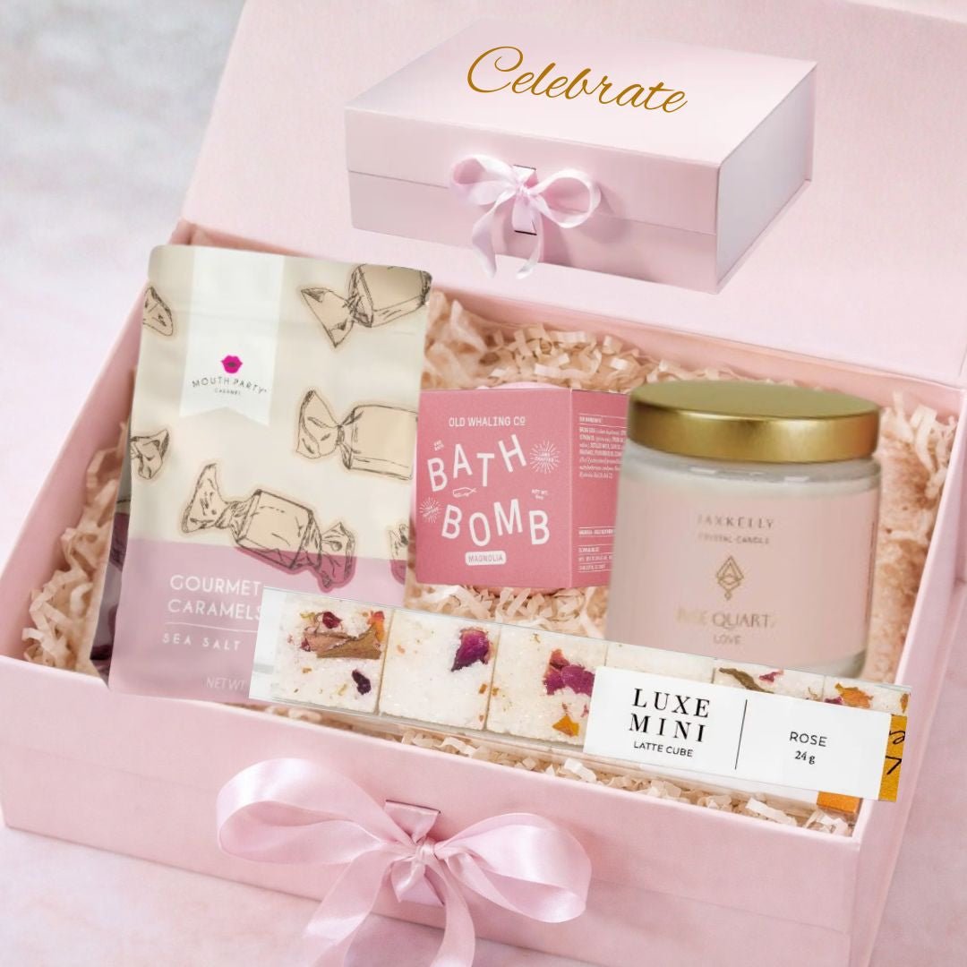 Valentine's Day Gift Box with bath bomb, candle, chocolate, sugar cubes
