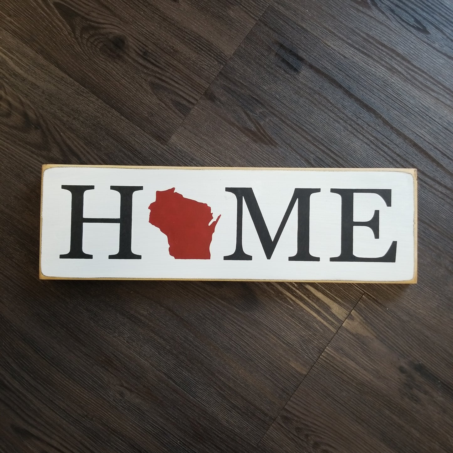 Wisconsin Home Wood Sign - Rectangular