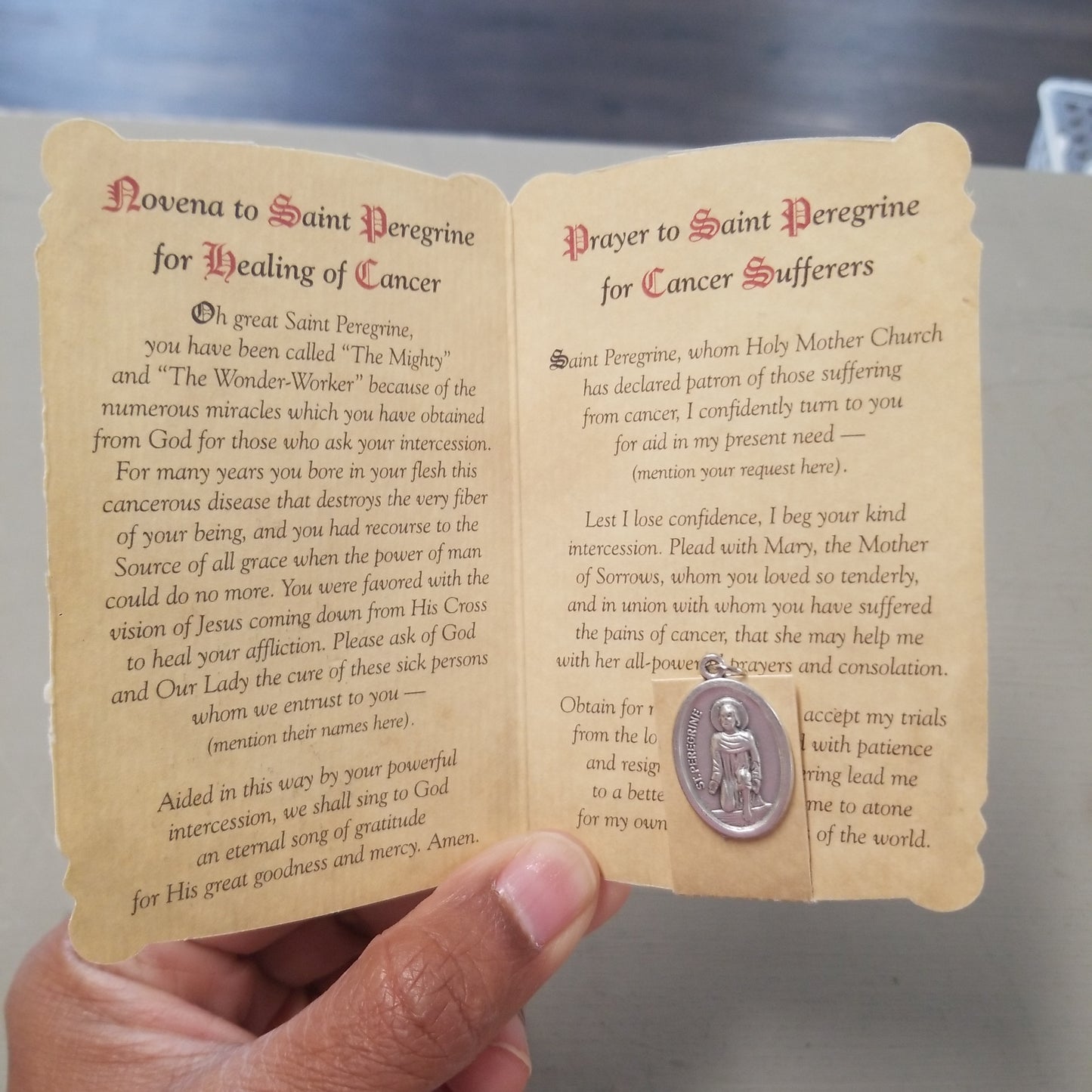 Holy Card - Saint Peregrine – Cancer Healing Medal Set