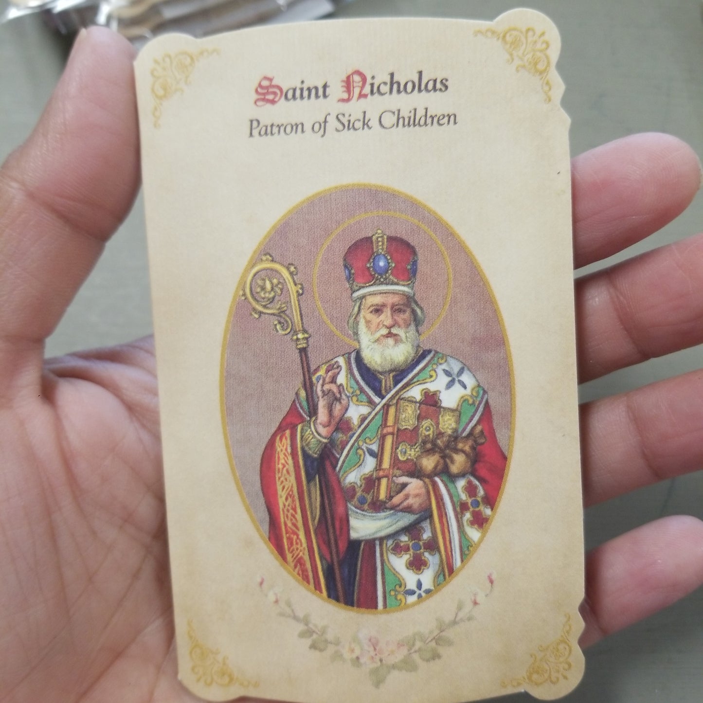 Holy Card - Saint Nicholas – Patron of Sick Children Medal Set