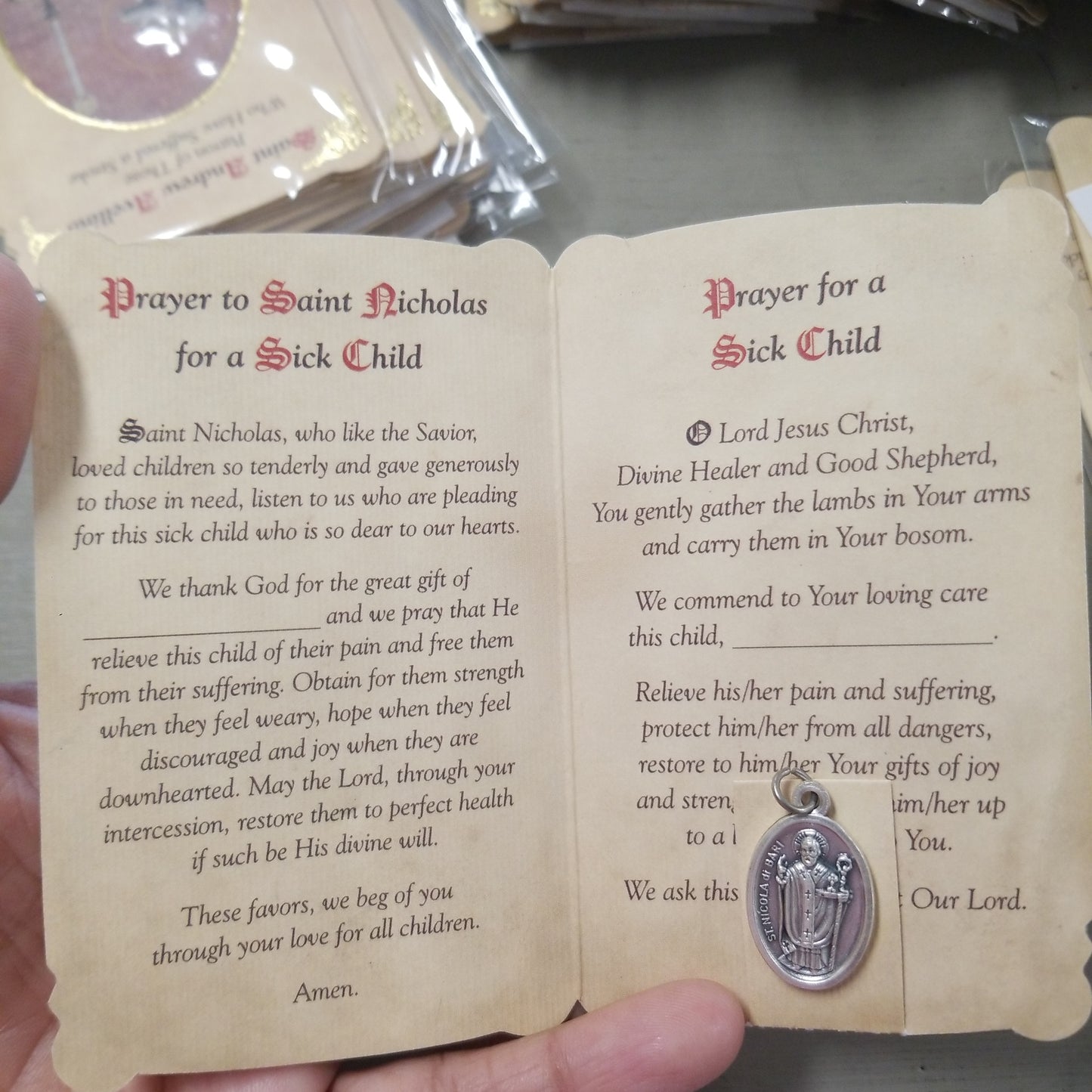 Holy Card - Saint Nicholas – Patron of Sick Children Medal Set