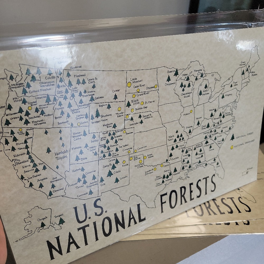 US National Forests Handdrawn Map