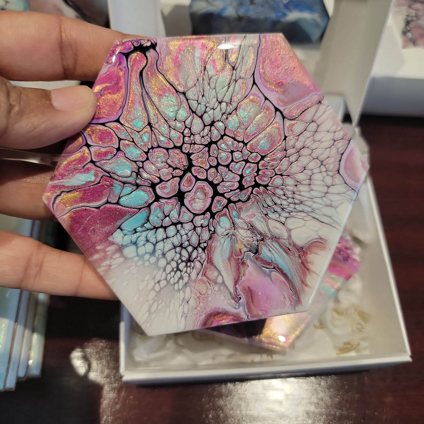 Beautiful Resin Marble Art Coasters - Food Safe