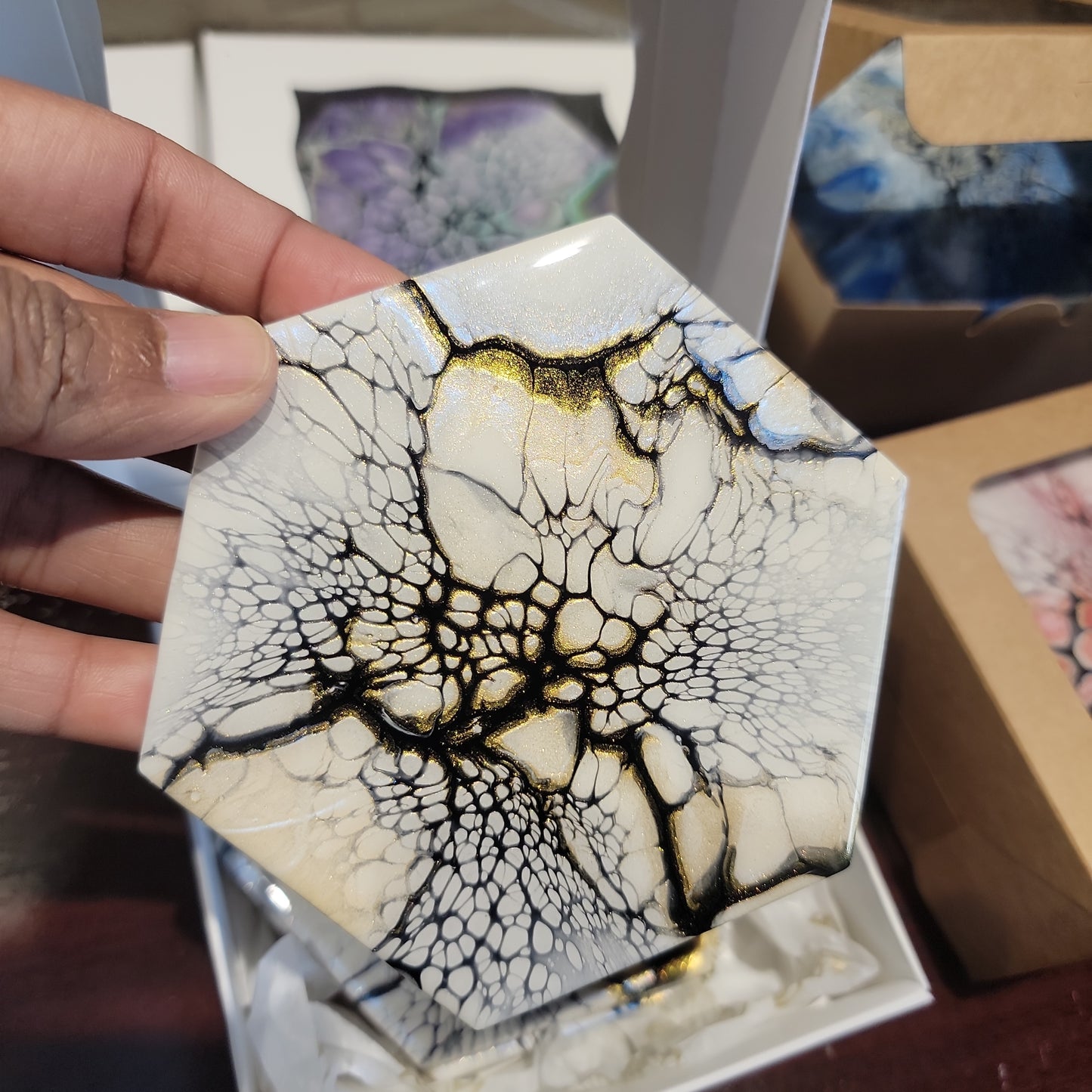 Beautiful Resin Marble Art Coasters - Food Safe