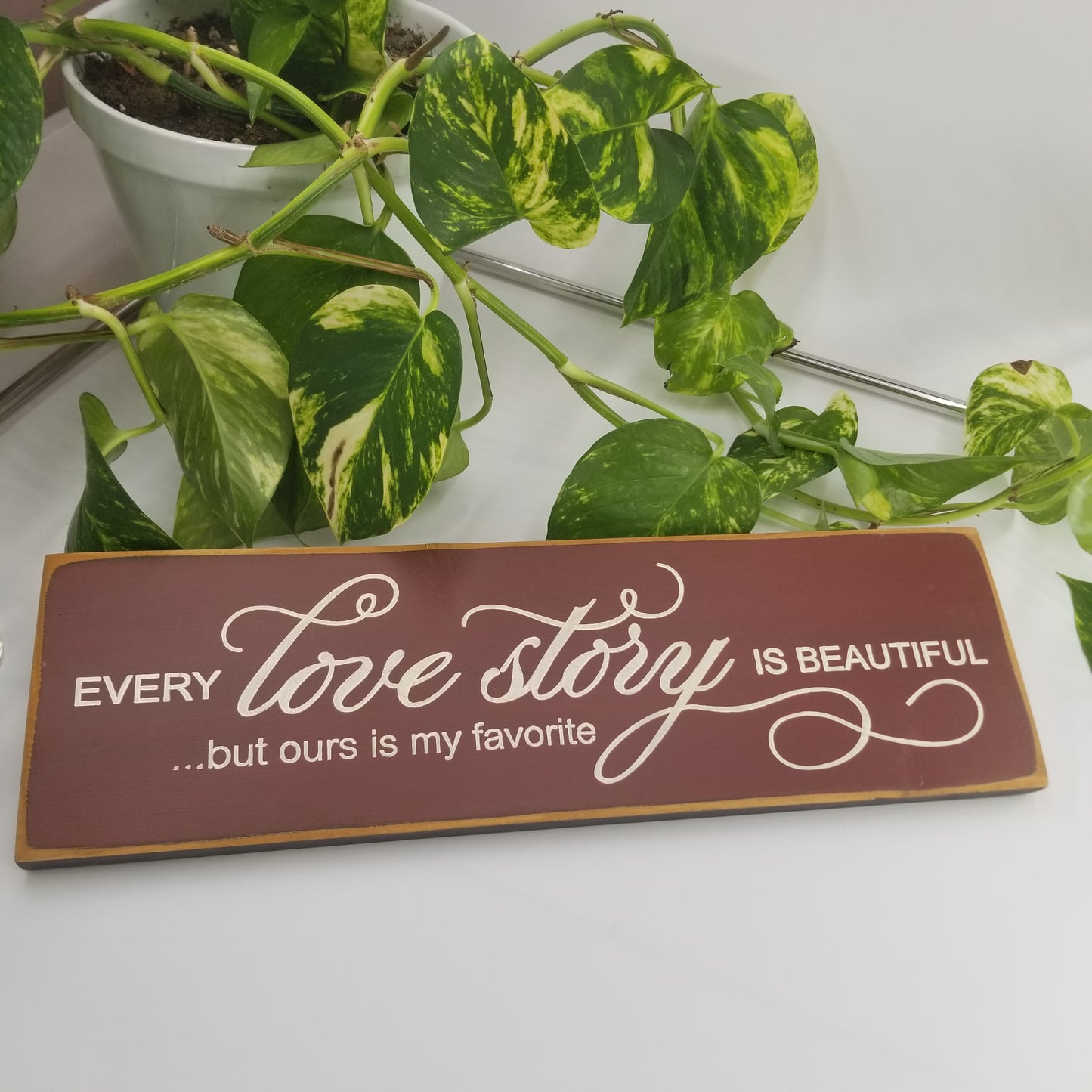 Love story wooden sign 