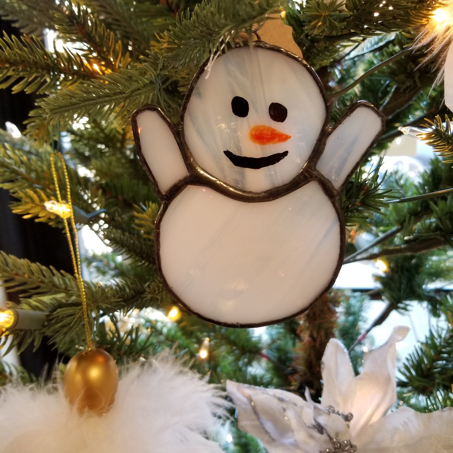 Snowman Stained Glass Ornament