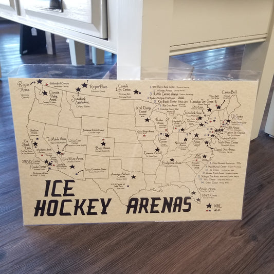 USA Ice Hockey Arenas Map - Handmade