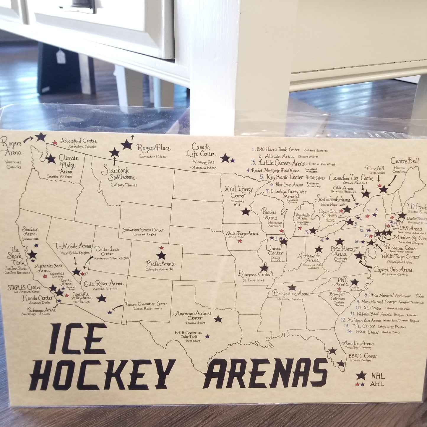 NHL and AHL USA ice hockey map