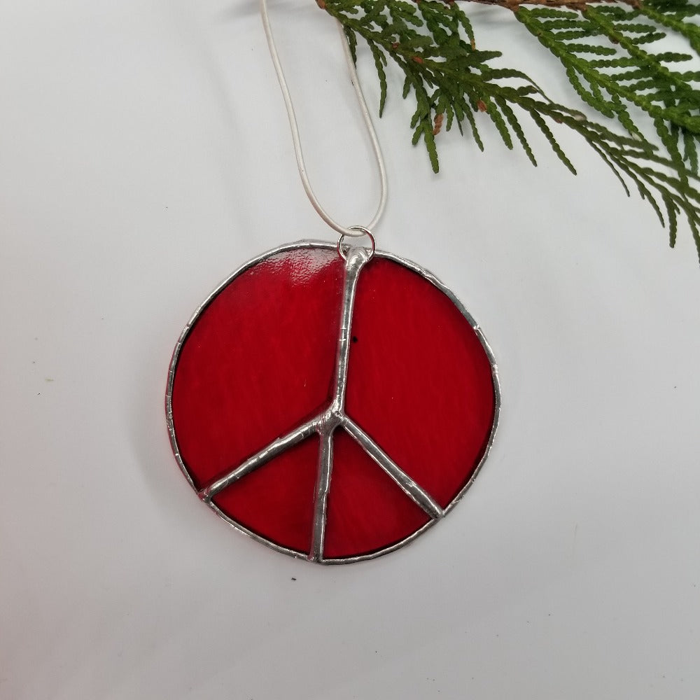 Red peace ornament for tree