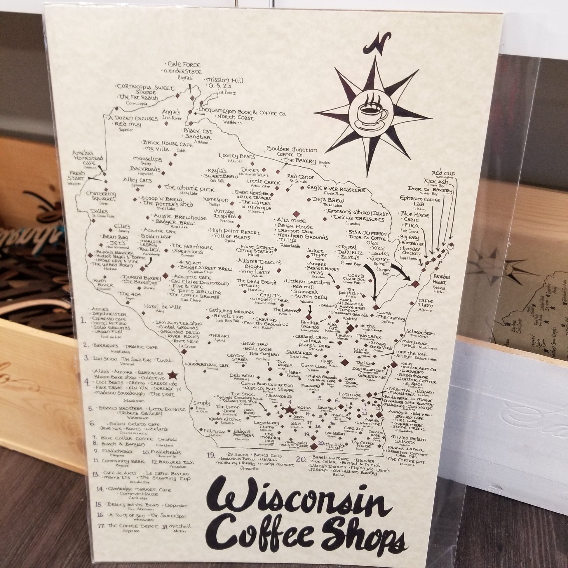 Wisconsin coffee shops map