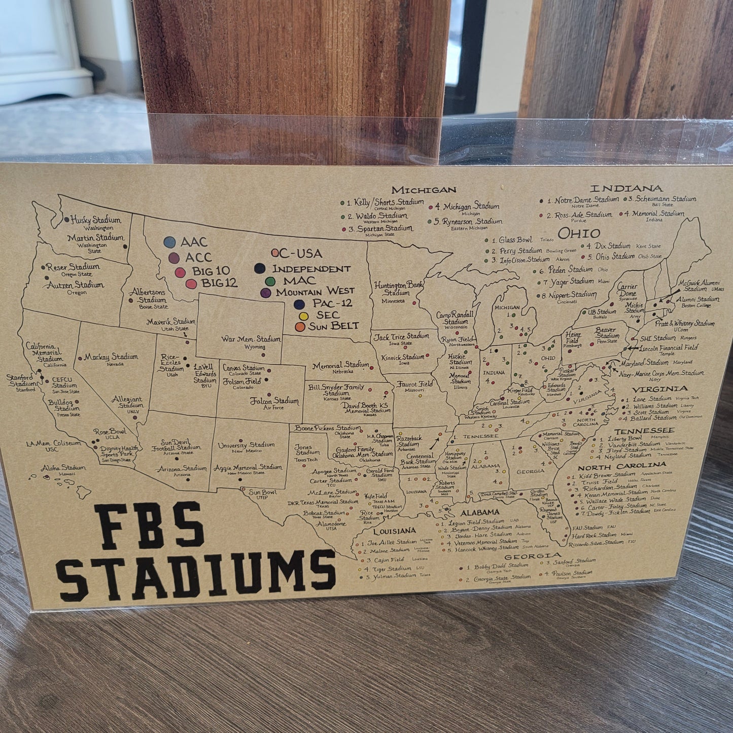 FBS Stadium Map - US