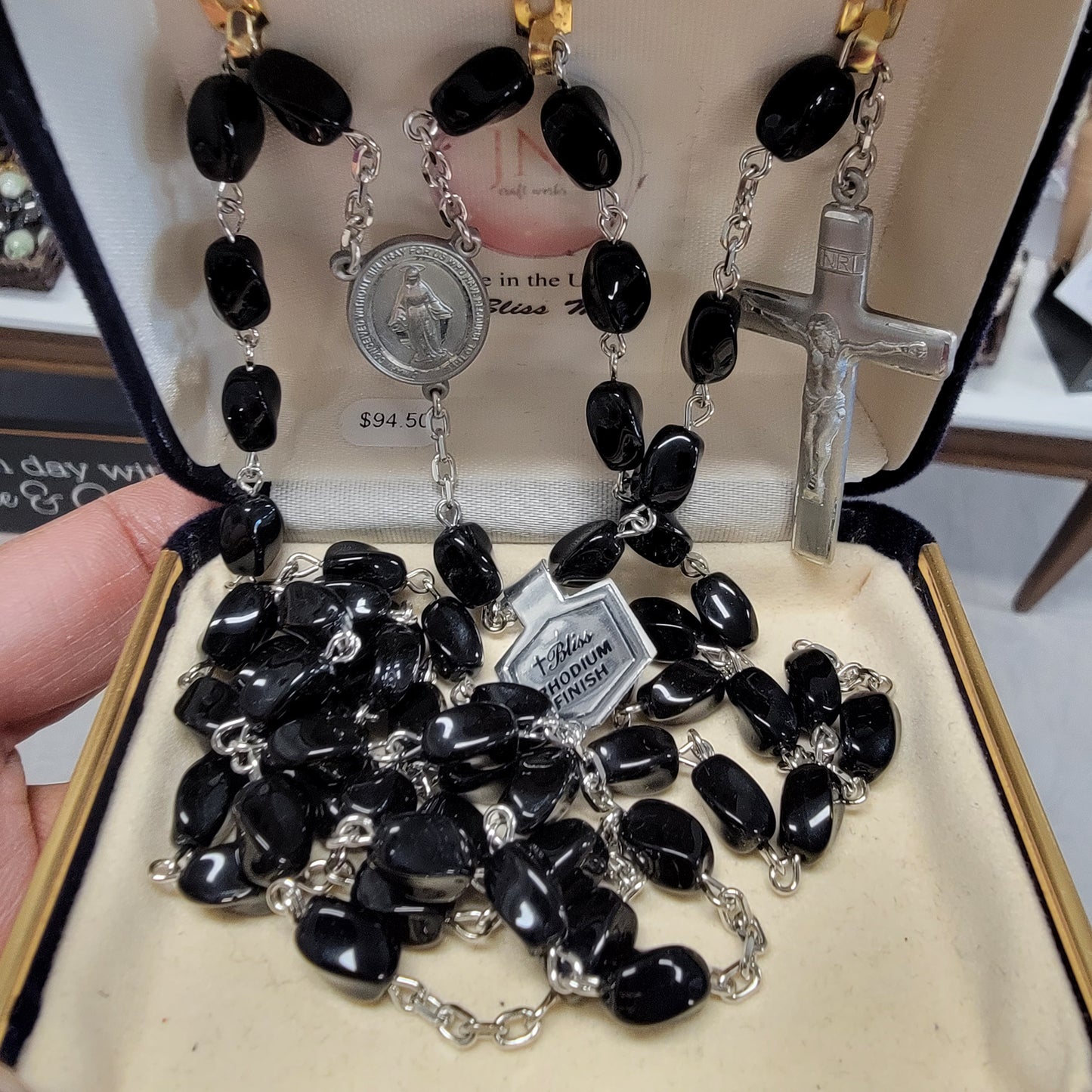 Rosary | Black Bead Handmade Silver Rosary