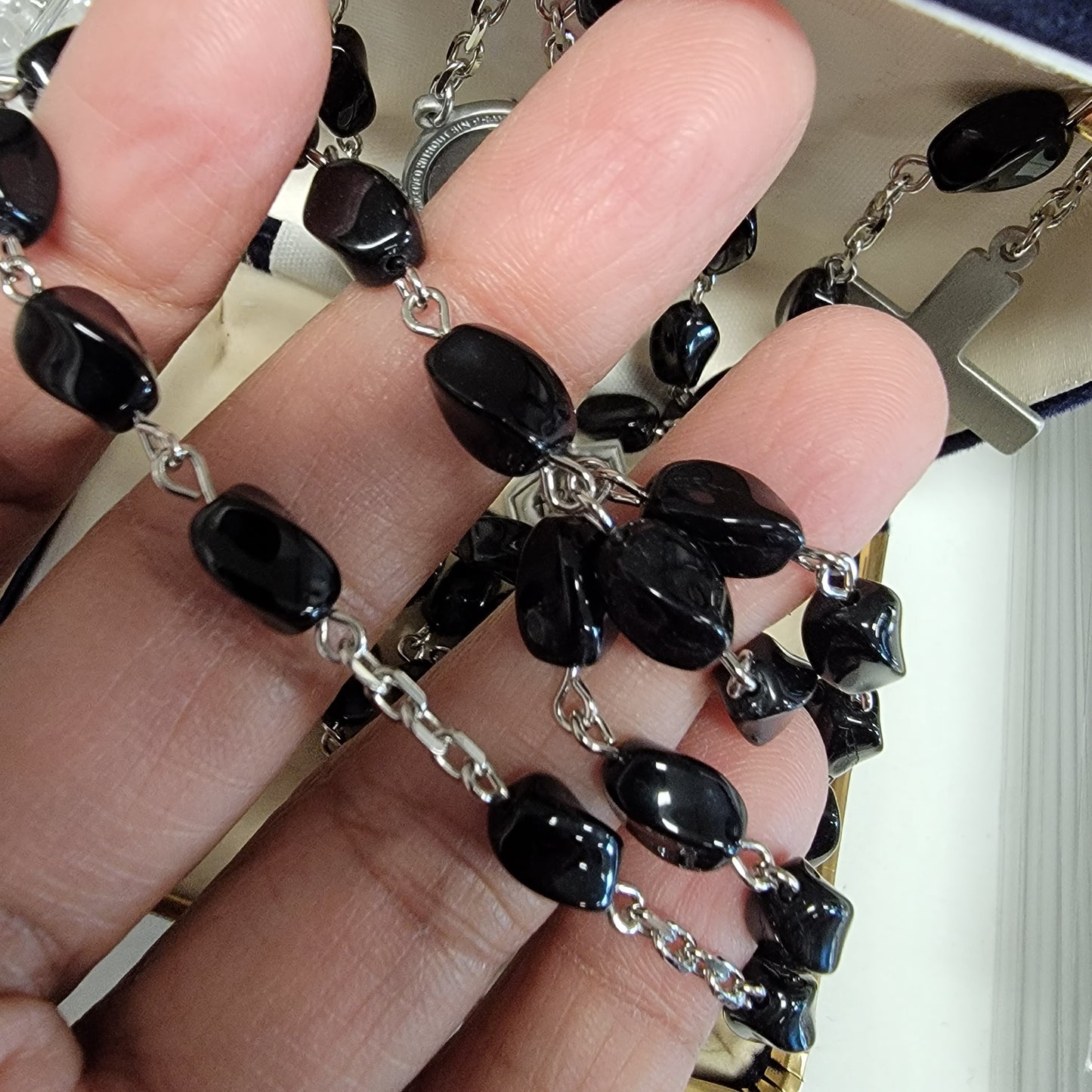 Rosary | Black Bead Handmade Silver Rosary