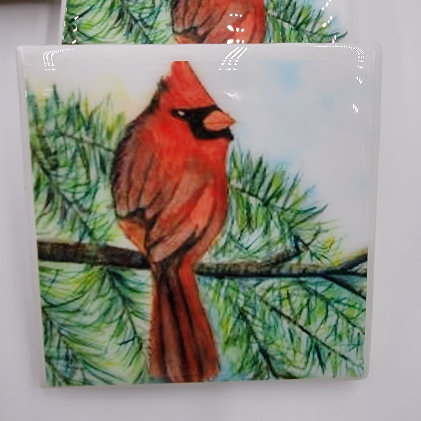Watercolor Painted Tile Coasters - Nature