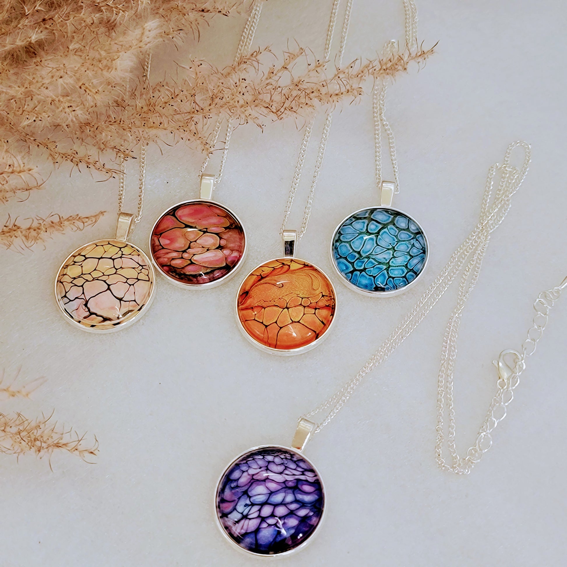 Marble art resin necklace 