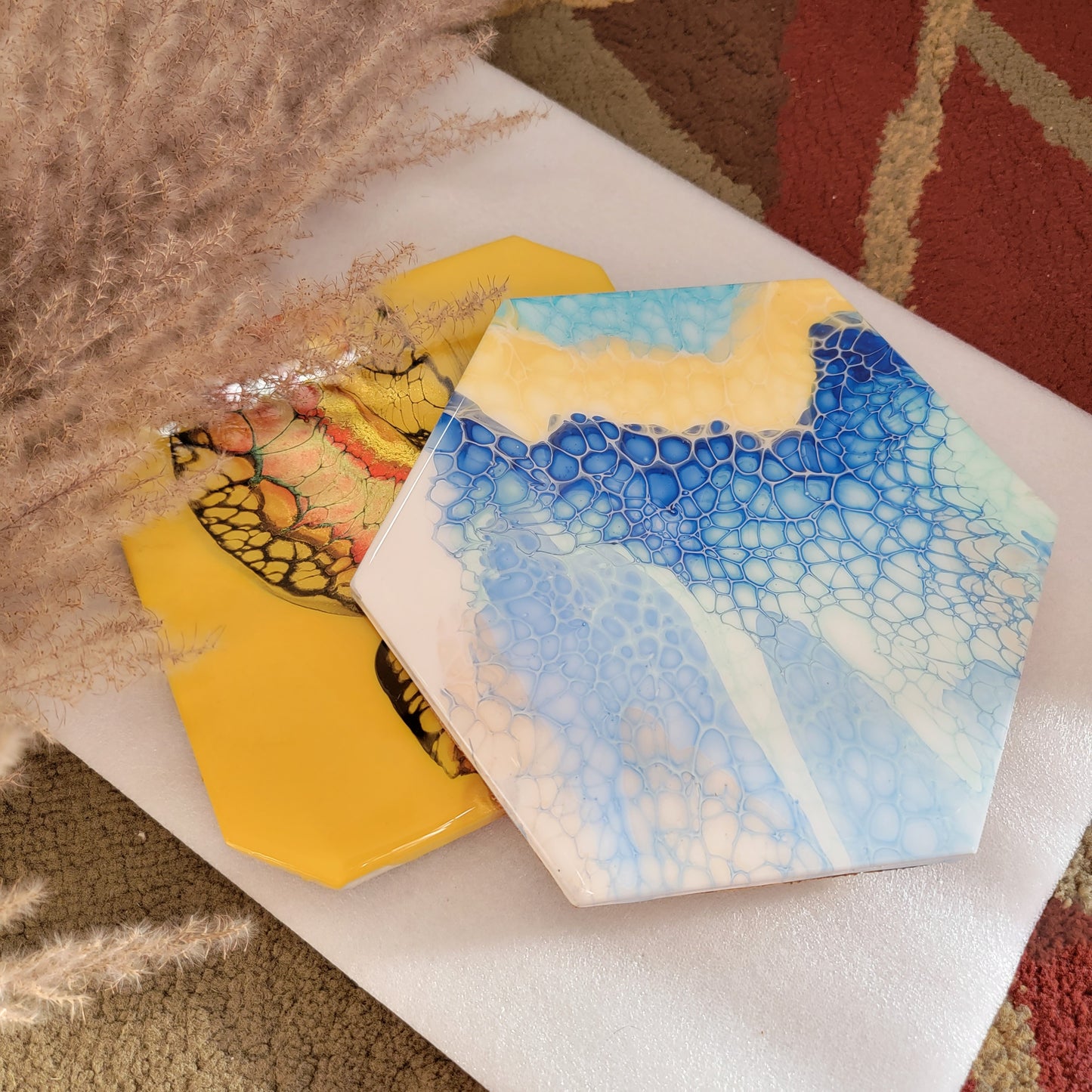 Beautiful Resin Marble Art Coasters - Food Safe