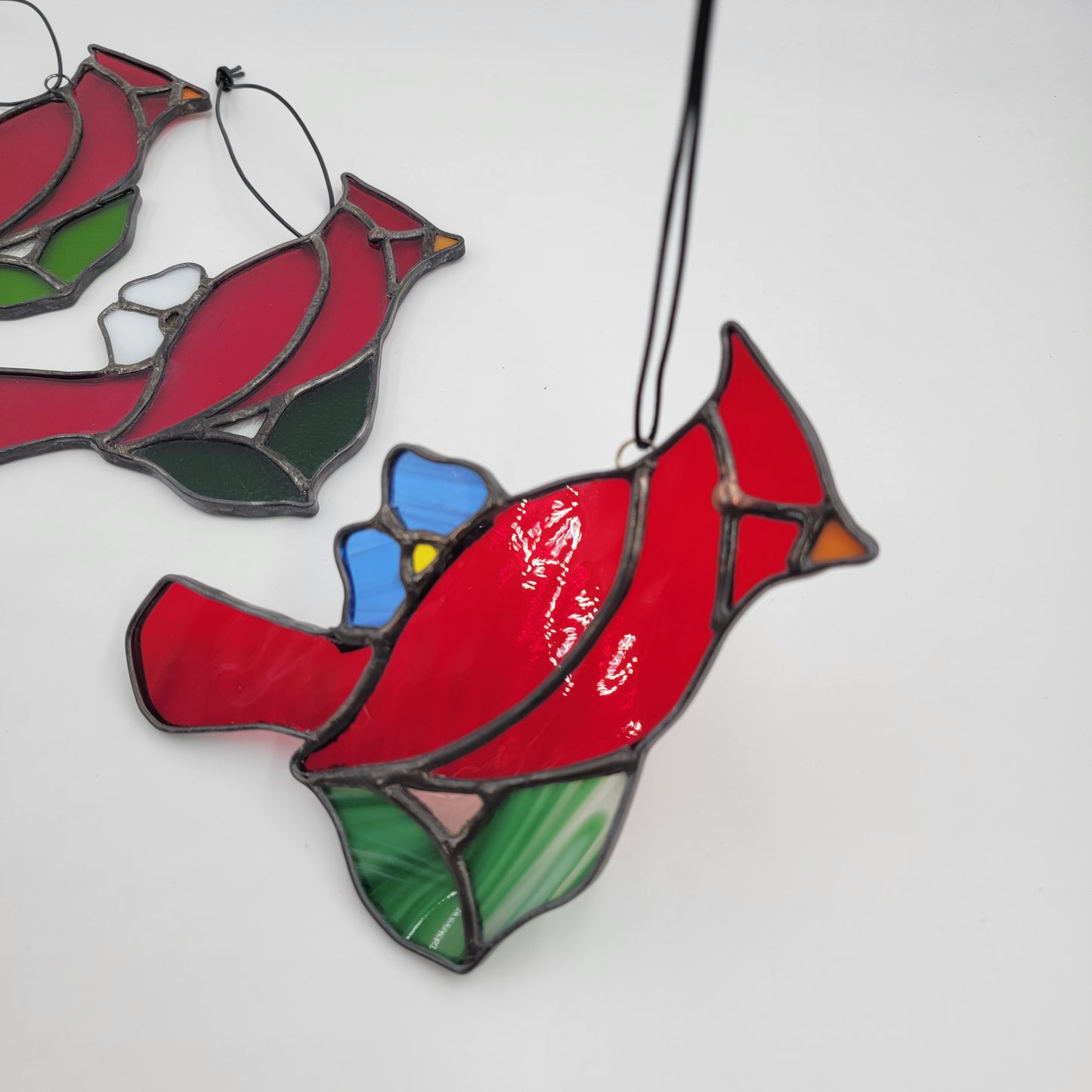 Cardinal Stained Glass Christmas Tree Ornament