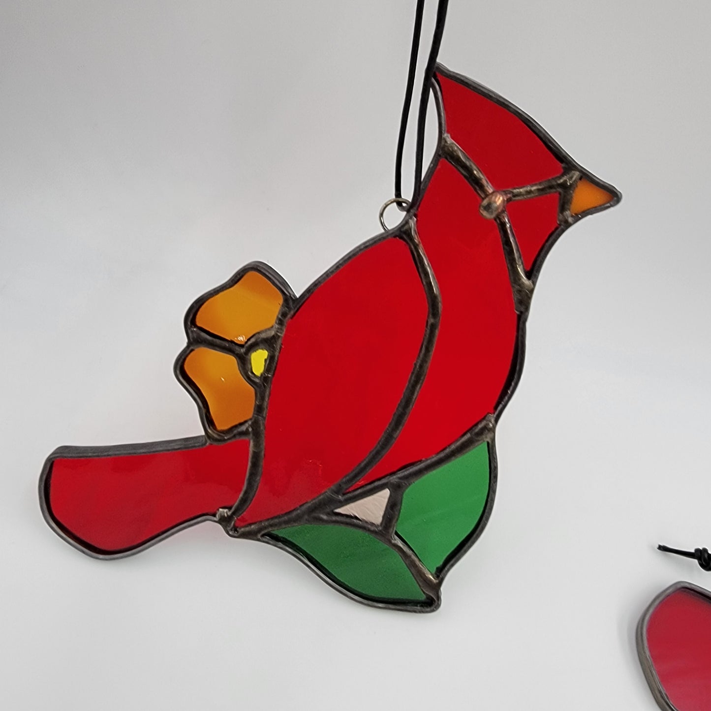 Stained glass cardinal bird for window