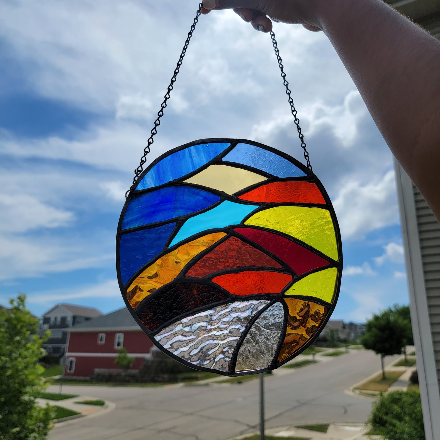 Stained Glass Art - Modern Circle - Wisconsin Made Window Glass