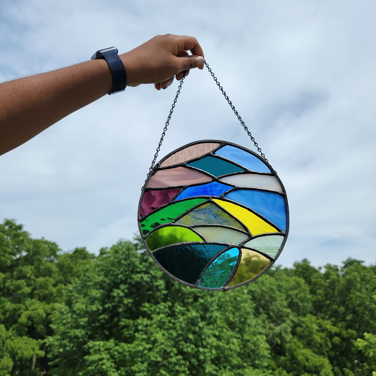 Stained Glass Art - Modern Circle - Wisconsin Made Window Glass