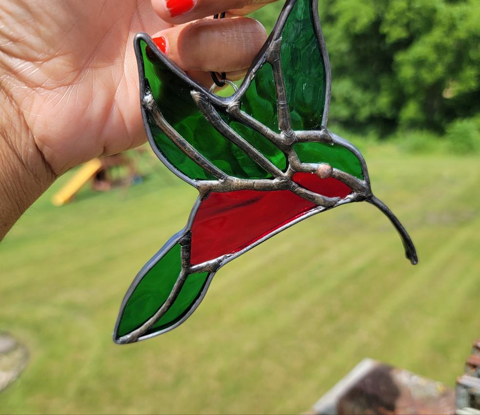 Humming bird stained glass art