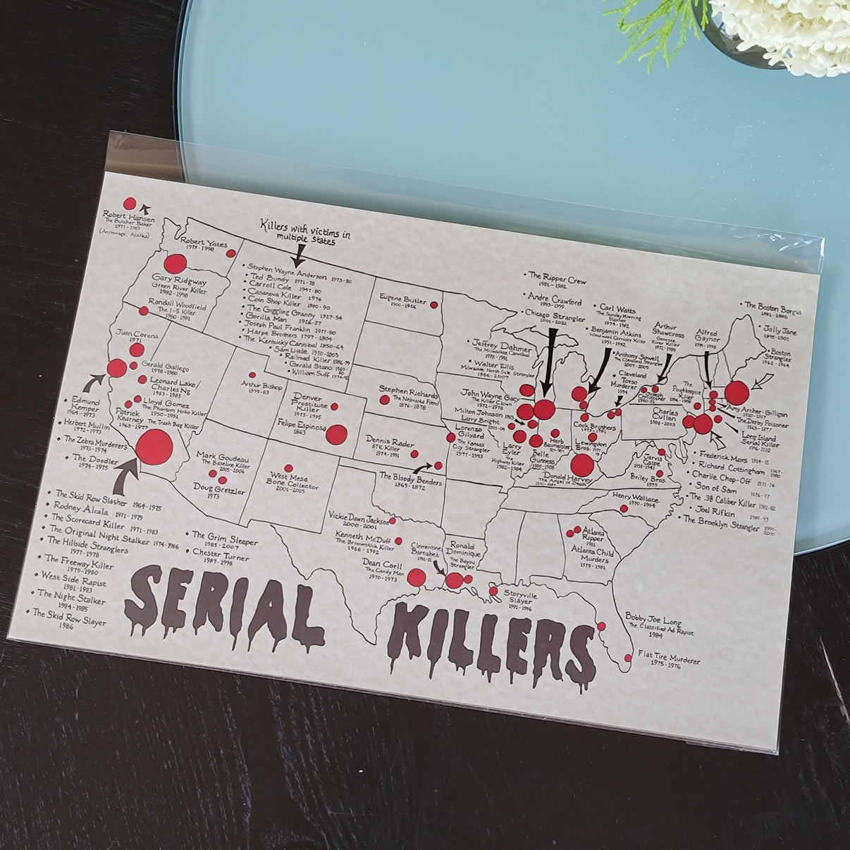 American Serial Killers Map – JNJ Gifts and More